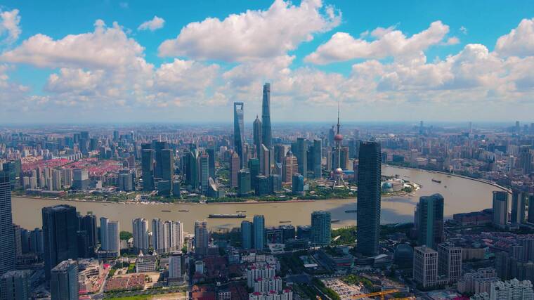 上海虹口区海伦路全景4k航拍