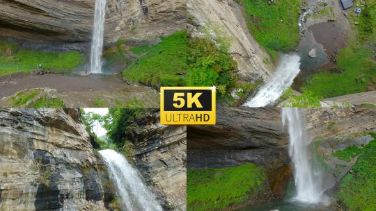 贵州毕节吊水岩瀑布穿越机5k高清在线视频素材下载