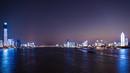 湖北武汉城市夜景灯光航拍移动延时视频素材模板下载