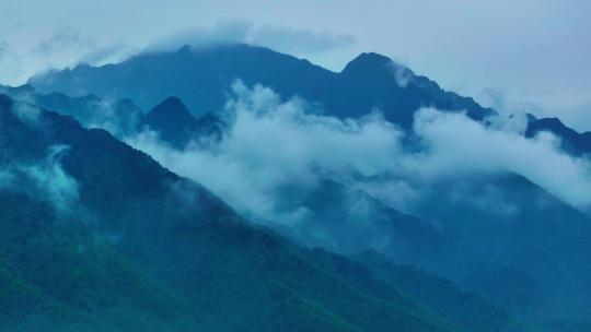 森林高山云雾环绕 秦岭航拍