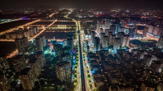 重庆高新区CBD夜景航拍延时