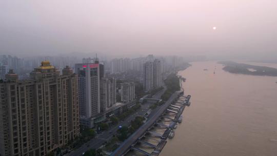 4k 航拍浙江温州城市建筑天际线
