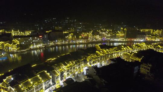 贵州省黔东南镇远古镇夜景4k航拍