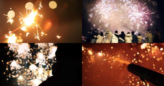 烟花合集元宵节跨年迎接新年热闹放烟花氛围高清在线视频素材下载