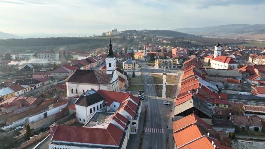 斯洛伐克Spisske Podhradie镇的鸟瞰图
