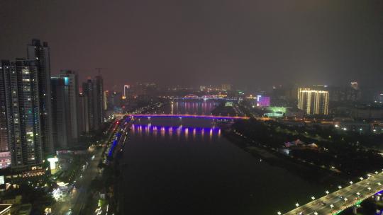 广西南宁城市夜景灯光航拍