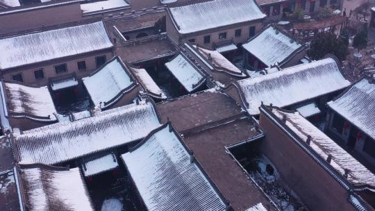 乔家大院航拍雪景