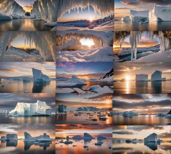夕阳下的冰川高清在线视频素材下载