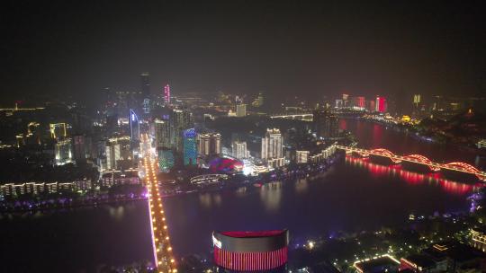 广西柳州城市夜景灯光航拍视频素材模板下载