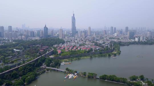 4k 航拍江苏南京城市建筑天际线