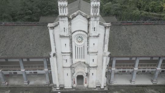 四川彭州白鹿上书院天主教堂领报修院航拍