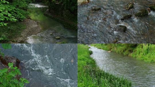 自然户外宁静溪流小河水流潺潺流水高清在线视频素材下载