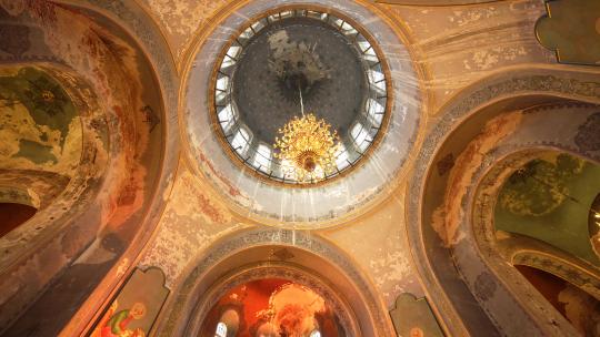 4K索菲亚教堂内部壁画装饰吊灯