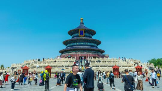北京地标天坛祈年殿大范围移动延视频素材模板下载