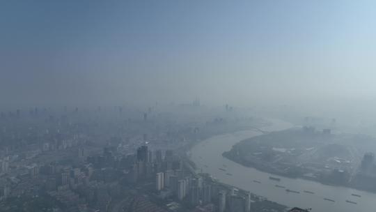 上海徐汇区清晨平流雾航拍视频素材模板下载