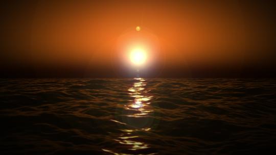 唯美大海落日壮观进行红色太阳波浪
