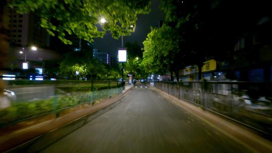夜晚杭州市延安路车头空镜