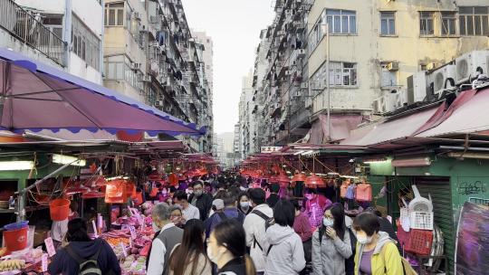 香港旺角菜市场街市视频素材模板下载