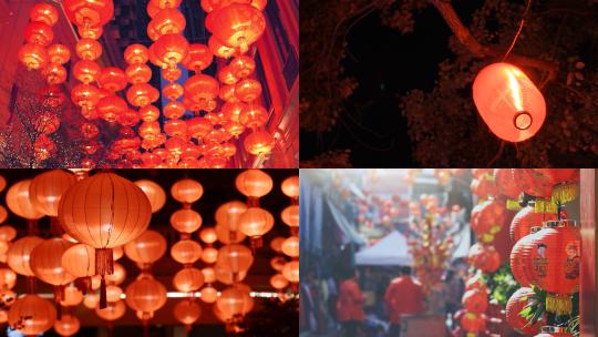 【合集】大红灯笼中国年庆祝喜庆红色视频素材模板下载