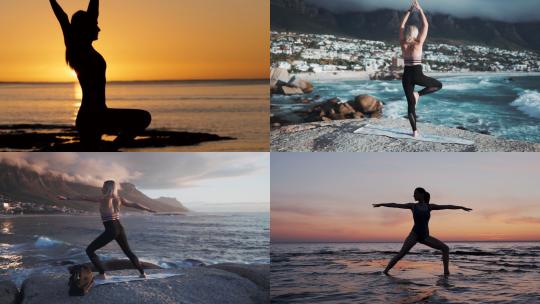 【合集】女人在海边做瑜伽视频素材模板下载