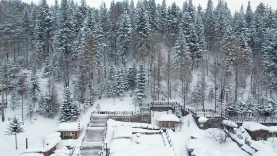 中国黑龙江雪乡风景航拍