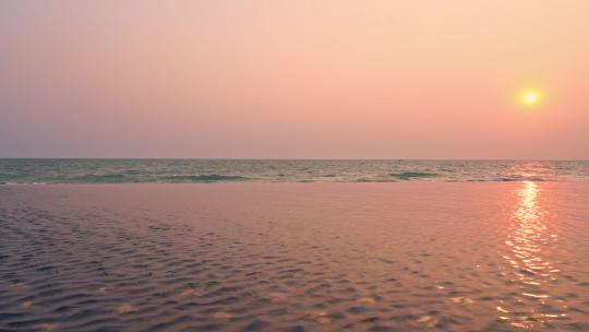 海滩落日夕阳海浪升格慢镜头