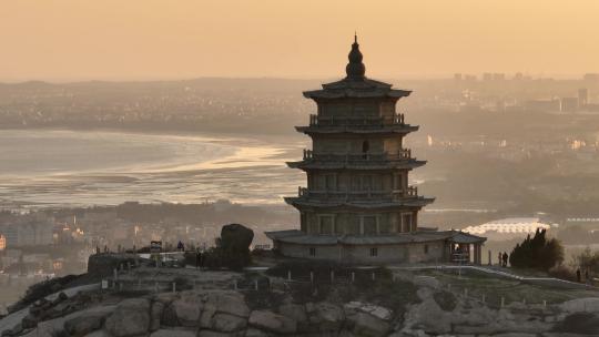 福建泉州市石狮市宝盖山姑嫂塔风光航拍