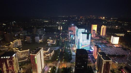 河南郑州城市夜景灯光秀航拍