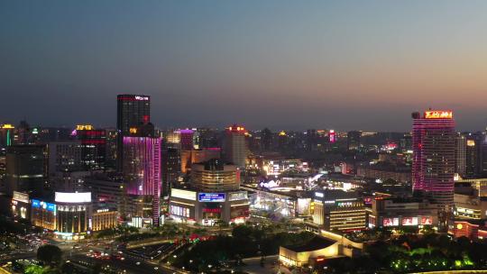 宁波城市夜景天一广场航拍4K
