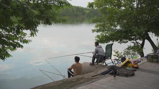 河边钓鱼的人们（高清4k)