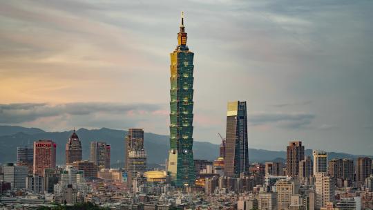 台北台湾从清晨到黄昏101大厦城市风光视频素材模板下载