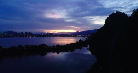 4kl1肇庆七星岩星湖城市夜景蓝调时刻