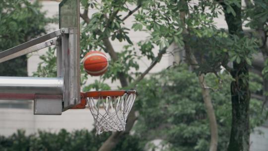 篮球投篮入篮筐特写视频素材模板下载