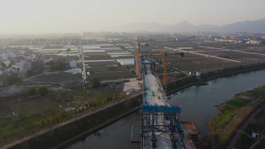 航拍建设中的杭温高铁