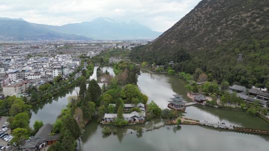 云南丽江黑龙潭4A景区航拍