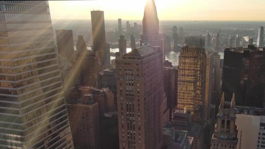 4K城市航拍纽约帝国大厦第五大道摩天大楼