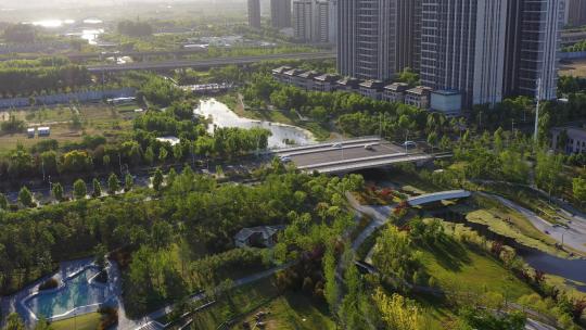 郑州滨河国际新城公园视频素材模板下载