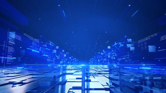 蓝色科技感三维穿梭背景