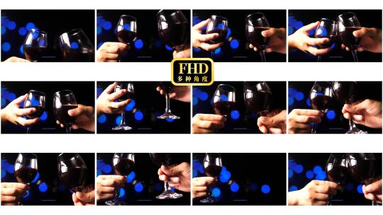 六款红酒碰杯慢动作-视频素材模板下载