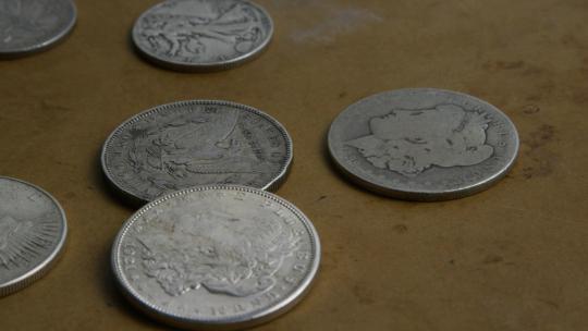 美国古董硬币的旋转库存镜头-MONEY 0050