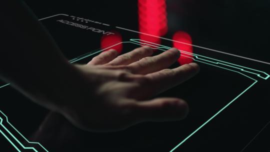 掌纹扫描仪识别特写4K