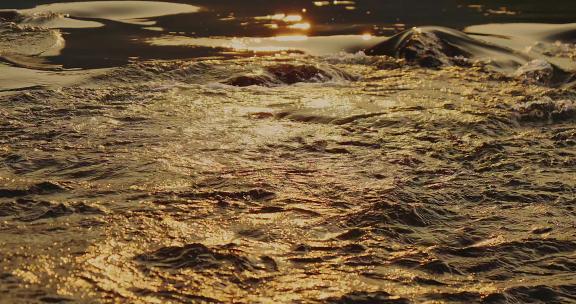 黄昏河流金色流水