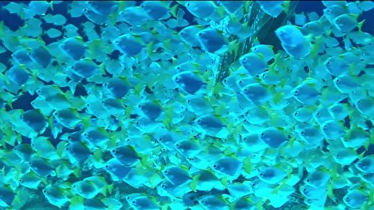 海洋馆里游泳的鱼儿们视频素材模板下载