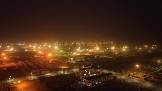 港口夜晚 港口夜景航拍