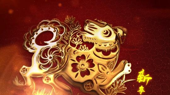 剪纸中式花纹企业年会开场片头AE模板