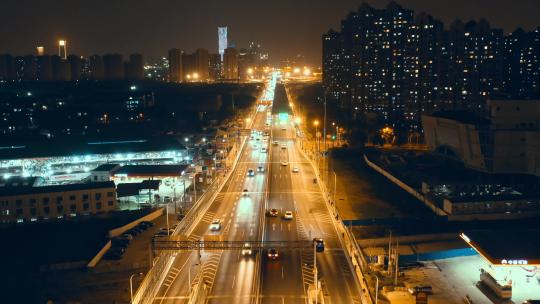 上海南北高架车流夜景