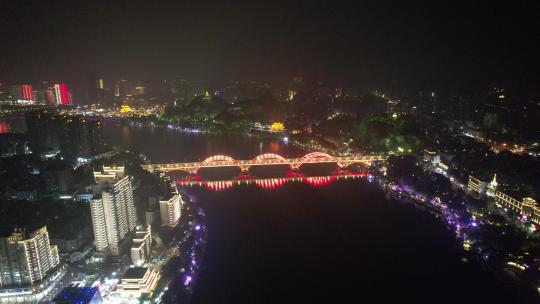 广西柳州柳江夜景灯光航拍