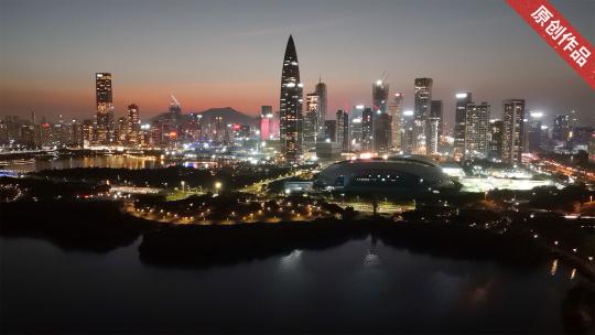 深圳城市夜景航拍高清在线视频素材下载