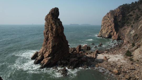 原创大连海滨燕窝岭海岸线自然风光航拍