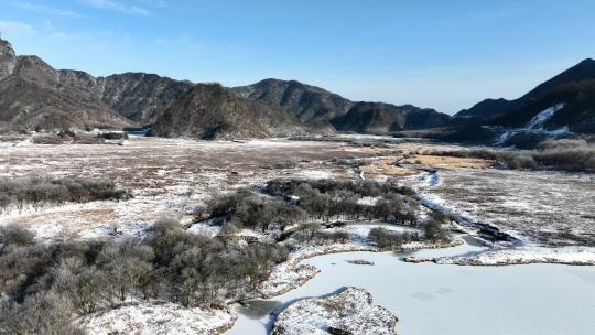 4K航拍冬季森林雪景